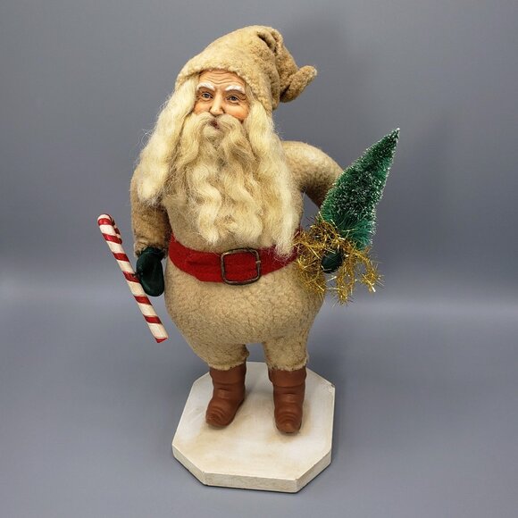ESC Trading 2002 Paul Gordon Cloth Santa Figure Tree Candy Cane Christmas Decor - Picture 1 of 16